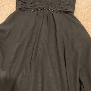 White House Black Market Strapless Ruched Black Gown